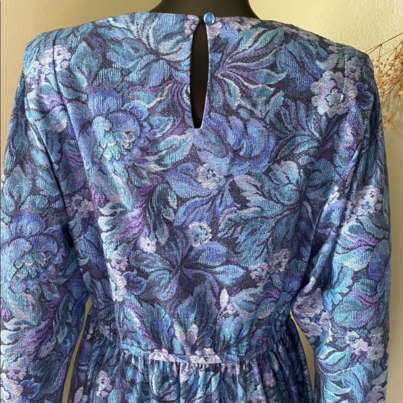 Vintage Handmade Blue and Purple Long Sleeve Dress with Pockets! - Picture 11 of 13